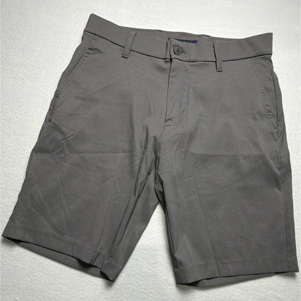 Tommy Hilfiger Men's Gray Chino Shorts Flat Front Microfiber